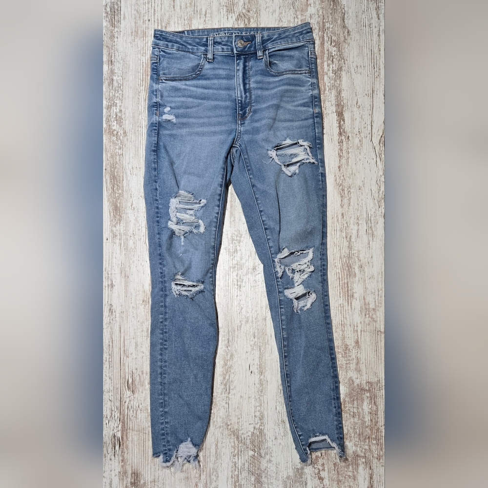 American Eagle Outfitters Ripped Blue Skinny Jeans